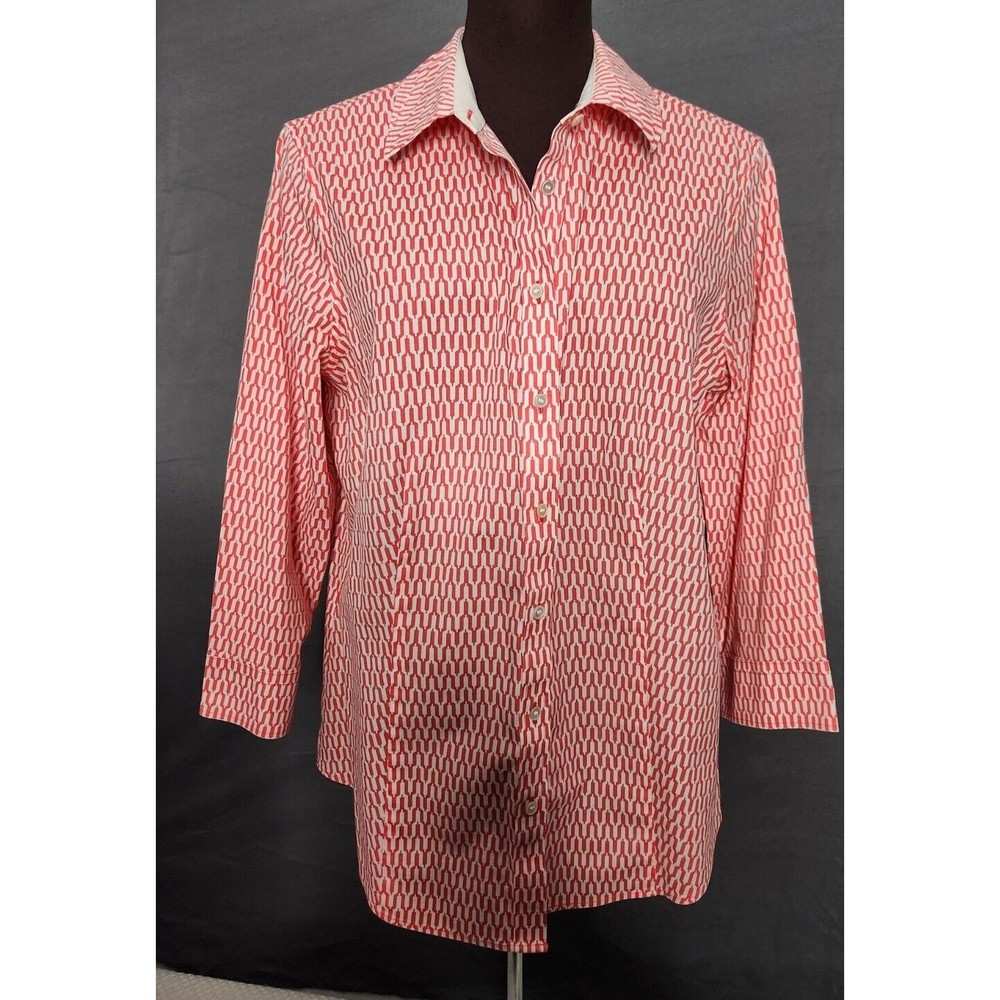 Talbots Wrinkle Resistant Button Front Geometric … - image 1
